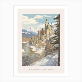 Vintage Winter Poster Schloss Neuschwanstein Germany 2 Art Print