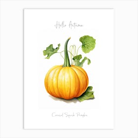Hello Autumn Carnival Squash Pumpkin Watercolour Illustration 2 Art Print