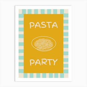 Pasta Party Yellow & Teal Poster Art Print