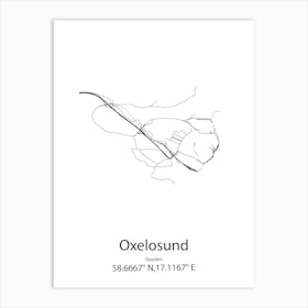 Oxelosund,Sweden Minimalist Map Art Print