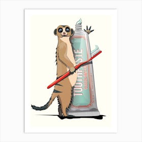 Meerkat Cleaning teeth Art Print