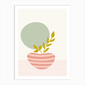 Vase With Foliage And Round Shape 1 Art Print