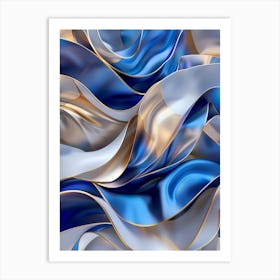 Abstract Blue And Gold Background 2 Art Print