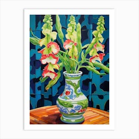 Flowers In A Vase Still Life Painting Snapdragon 1 Art Print