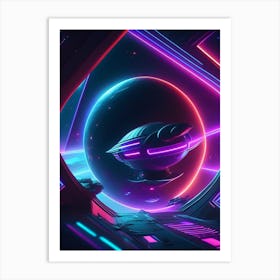 Space Time Neon Nights Space Art Print