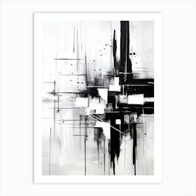 Connection Abstract Black And White 3 Art Print