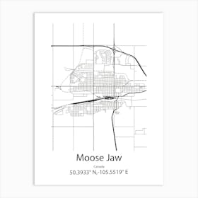 Moose Jaw,Canada Minimalist Map Art Print