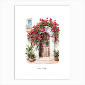 Bari, Italy   Mediterranean Doors Watercolour Painting 2 Poster Art Print