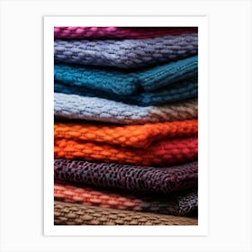 Colorful Knitted Blankets Art Print