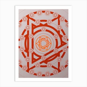 Geometric Abstract Glyph Circle Array in Tomato Red n.0059 Art Print
