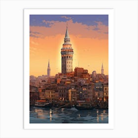 Galata Tower Pixel Art 8 Art Print