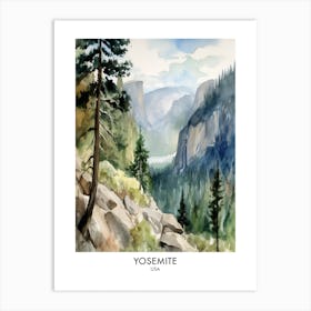 Yosemite 3 Watercolour Travel Poster Art Print