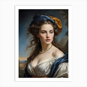 Elegant Classic Woman Portrait Painting (28) Art Print