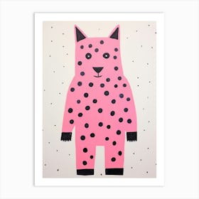 Pink Polka Dot Arctic Fox 1 Art Print