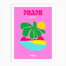 Take me to Miami Beach  - Minimal Pastel Pink Summer - Travel series Art Print