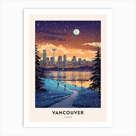 Winter Night  Travel Poster Vancouver Canada 1 Art Print