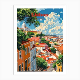 Lisbon Portugal Cityscape Art Illustration Poster