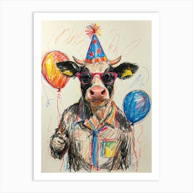 Birthday Cow 4 Art Print