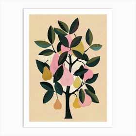 Pear Tree Colourful Illustration 4 Art Print