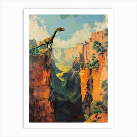 Dinosaur In A Rocky Landscape Painting 1 Art Print
