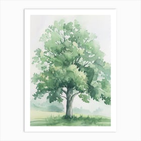 Beech Tree Atmospheric Watercolour Painting 4 Art Print