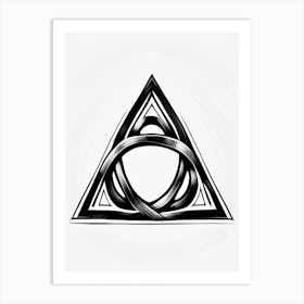 Triquetra, Symbol, Third Eye Simple Black & White Illustration 2 Art Print