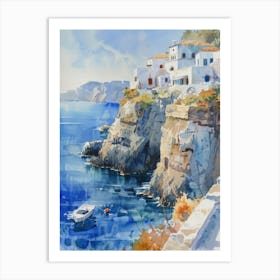 Greece Watercolor Painting 1 Art Print