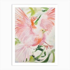 Pink Ethereal Bird Painting Kiwi Art Print