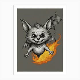 Bat On Fire Art Print