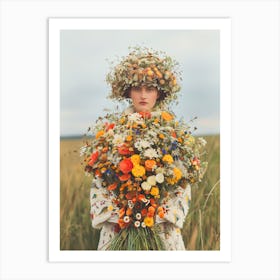 "Woman in Wildflower Field" Art Print