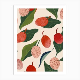 Lychee Fruit Pattern Illustration 2 Art Print