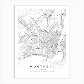 Montreal Quebec Canada White Map Art Print