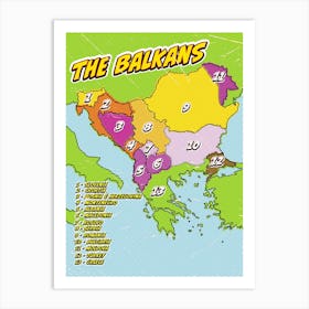 Pop Art Map Of The Balkans Art Print