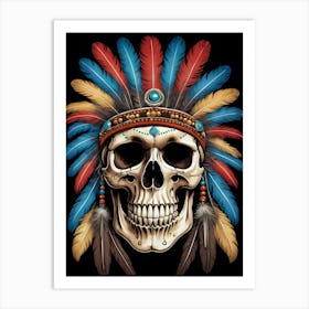 Skull Indian Headdress (29) Art Print