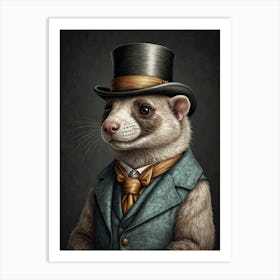 Ferret In Top Hat Art Print