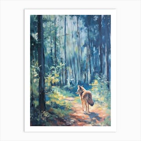 Coyote In The Woods With Blue Art Print