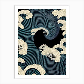 Japanese Culture Meditation Sea Ocean Wave Water Surf Pattern Art Print