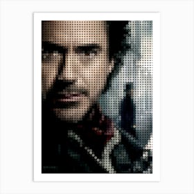 Sherlock Holmes Movie In A Pixel Dots Art Style Art Print