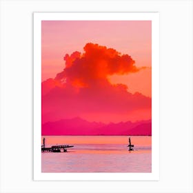 Gili Trawangan Beach, Indonesia Pink Beach Art Print