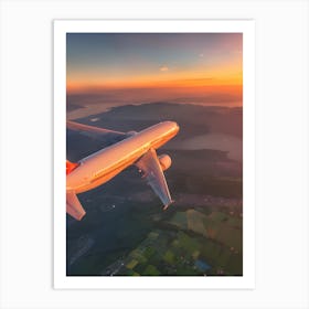 Airplane Flying In The Sky - Reimagined Art Print