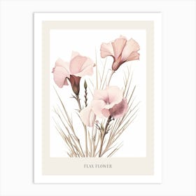 Floral Illustration Flax Flower 1 Poster Art Print