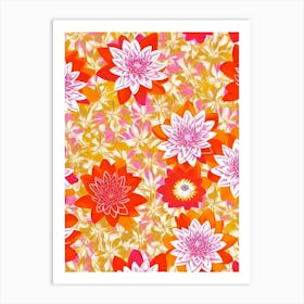 Water Lily Floral Print Warm Tones 1 Flower Art Print