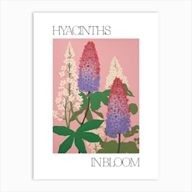 Hyacinths In Bloom Flowers Bold Illustration 1 Art Print
