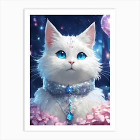 White Cat With Blue Eyes 4 Art Print