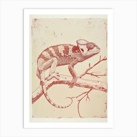 Red Parson S Chameleon Block Print Art Print