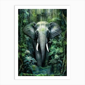Elephant In The Jungle animal Art Print