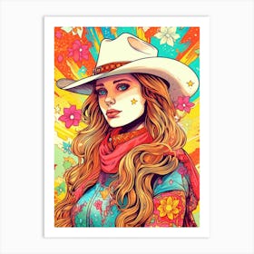 Cowgirl Illustration 1 Art Print