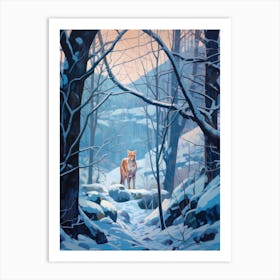 Winter Mountain Lion 1 Illustration Art Print