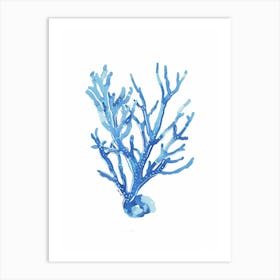 Blue Coral Watercolor Beach House Art Print