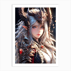 Demon Girl With Horns Art Print